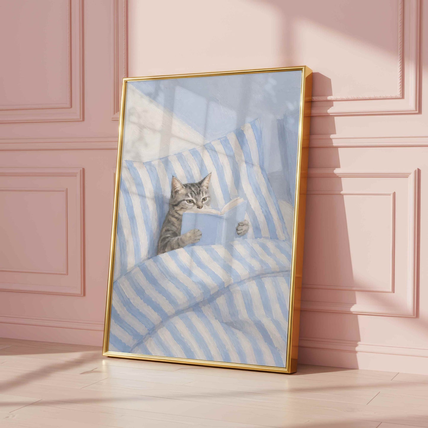 Cat Reading Blue