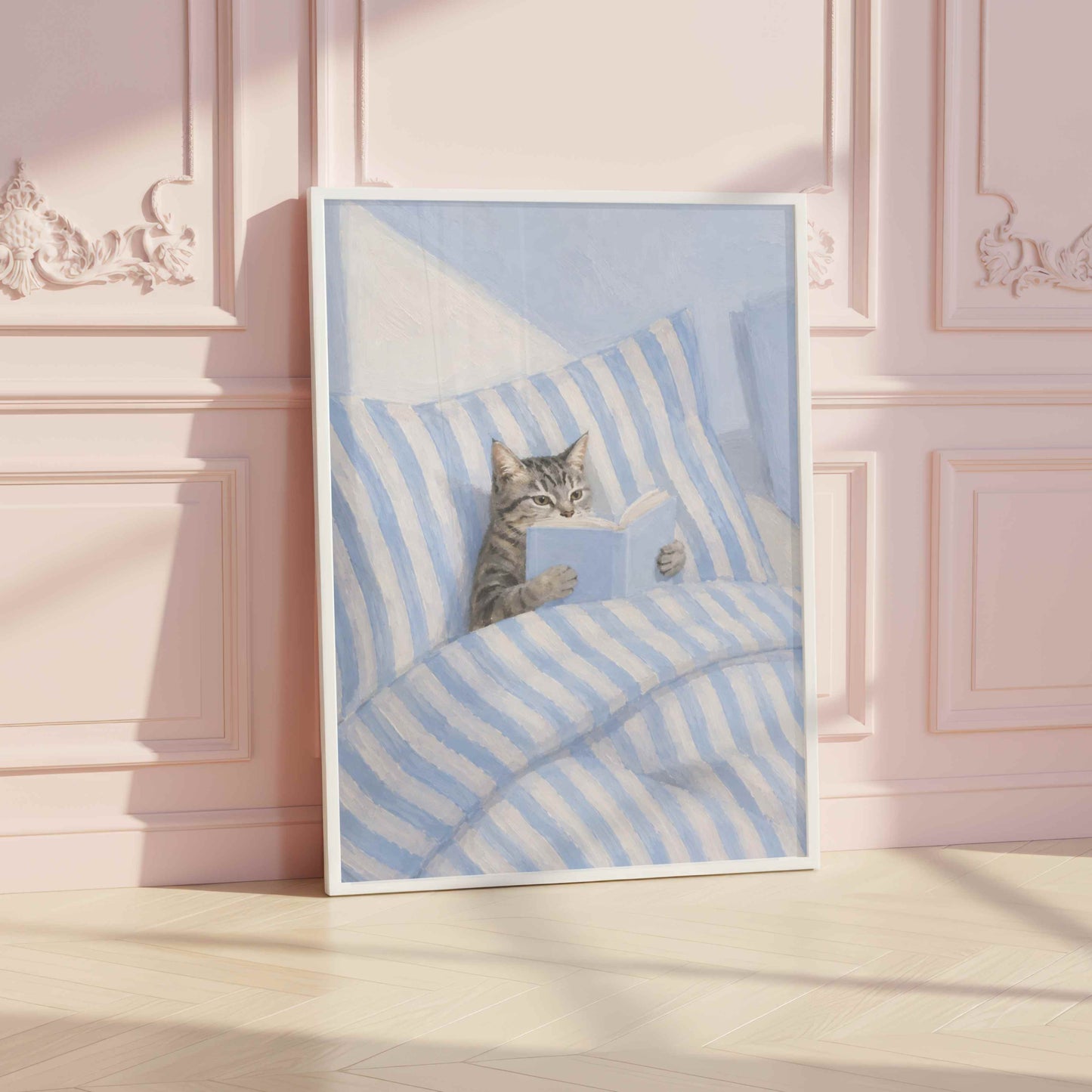Cat Reading Blue